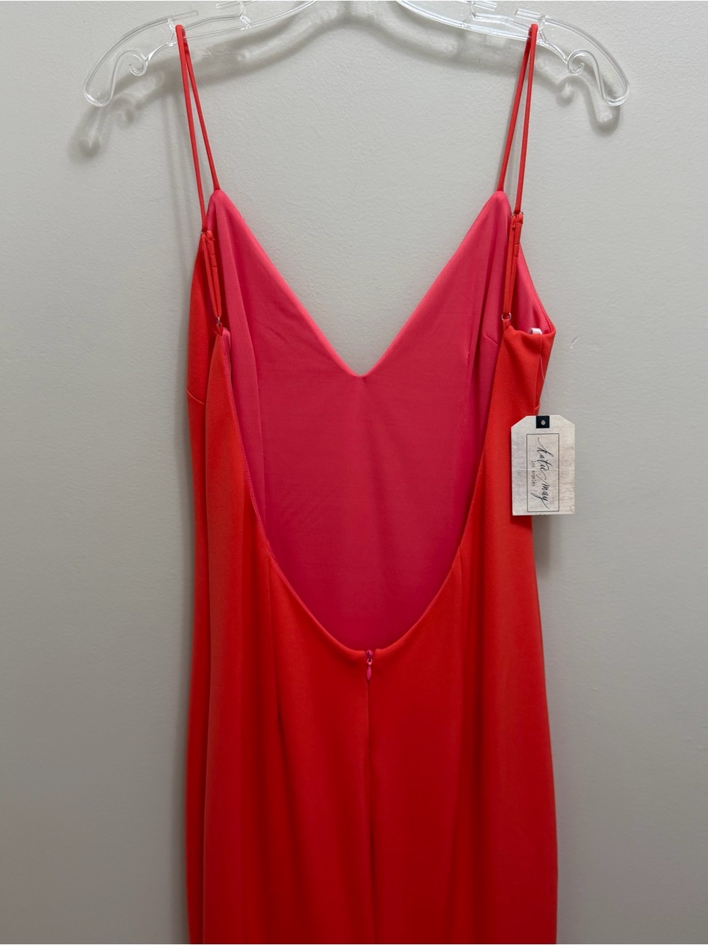 Katie May Aphrodite Maxi Dress Open Back Ruffle Hem in Cayenne Size M NWT NEW - Picture 7 of 11